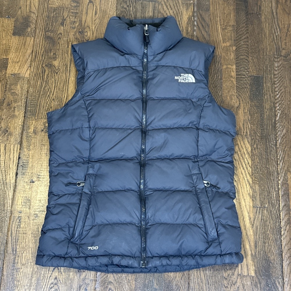 The North Face Nuptse 700 Down Vest Womens XS Charcoal Goose Down Puffer Gray